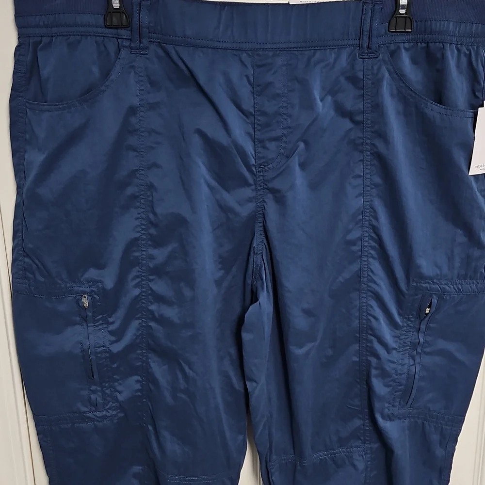 Westbound Parachute‎ Crop Mid Rise Relaxed Leg Pants: Color- Blue: Size- 20W